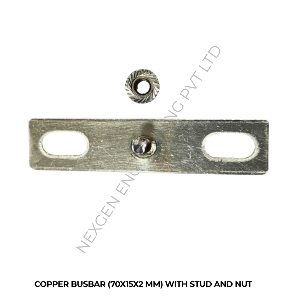 COPPER BUSBAR (70X15X2 MM) WITH STUD AND NUT