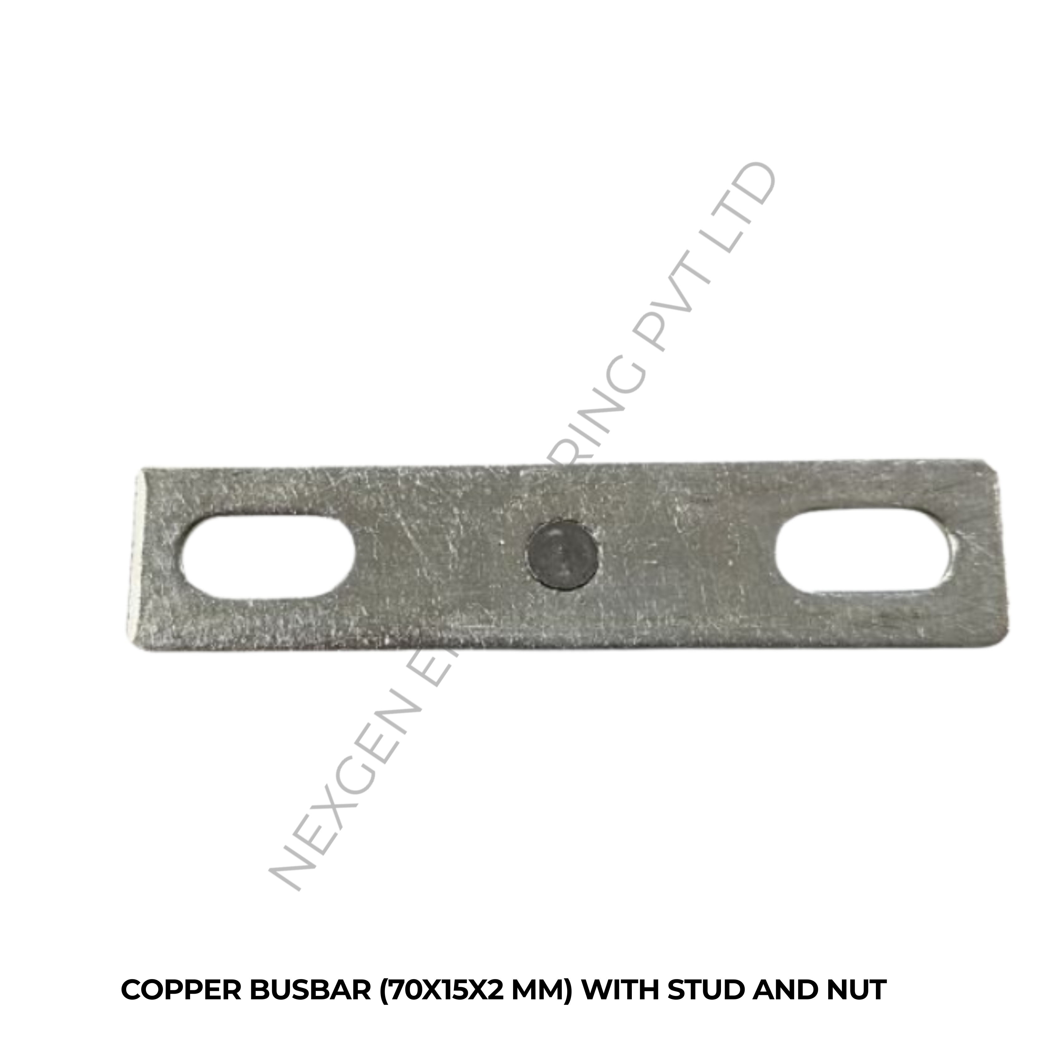 COPPER BUSBAR (70X15X2 MM) WITH STUD AND NUT