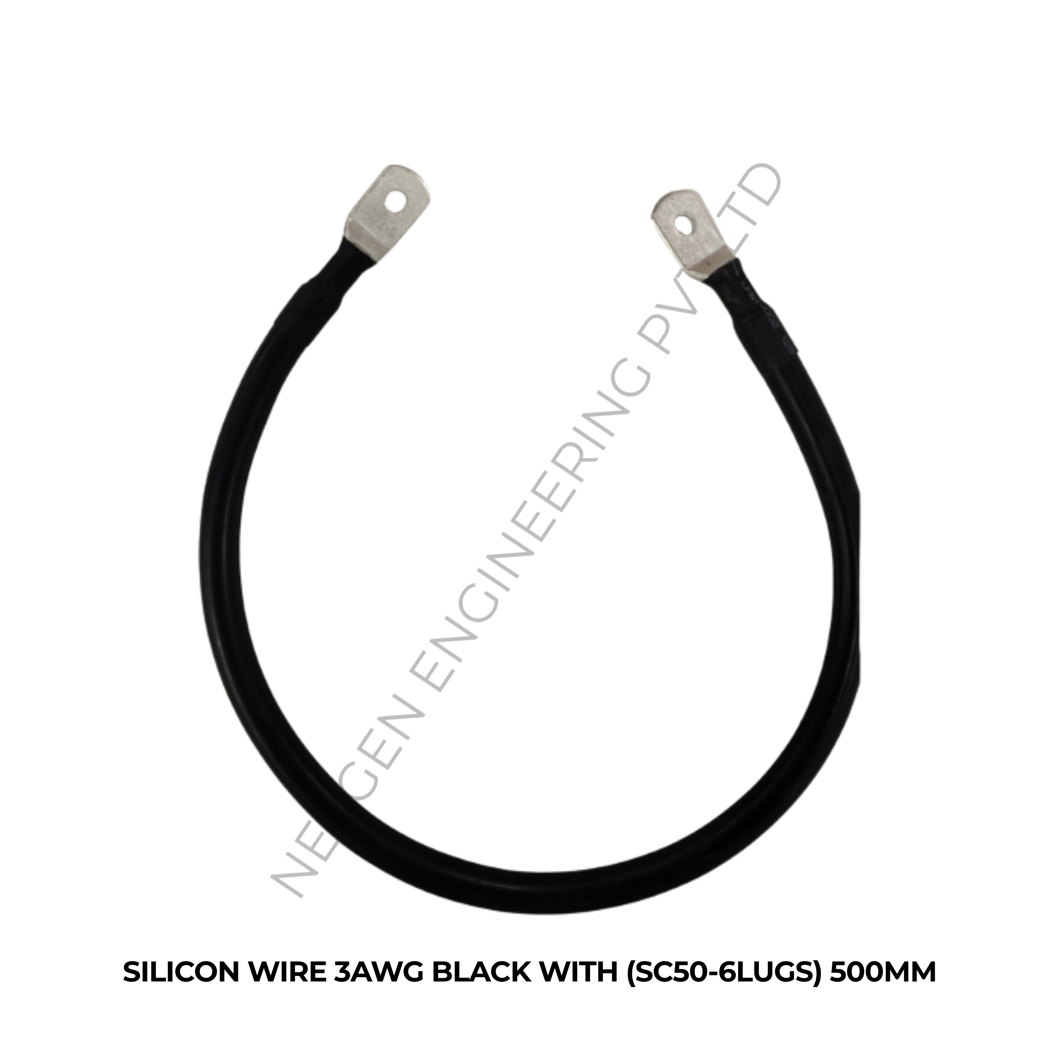 SILICON WIRE 3AWG BLACK WITH (SC50-6LUGS) 500MM