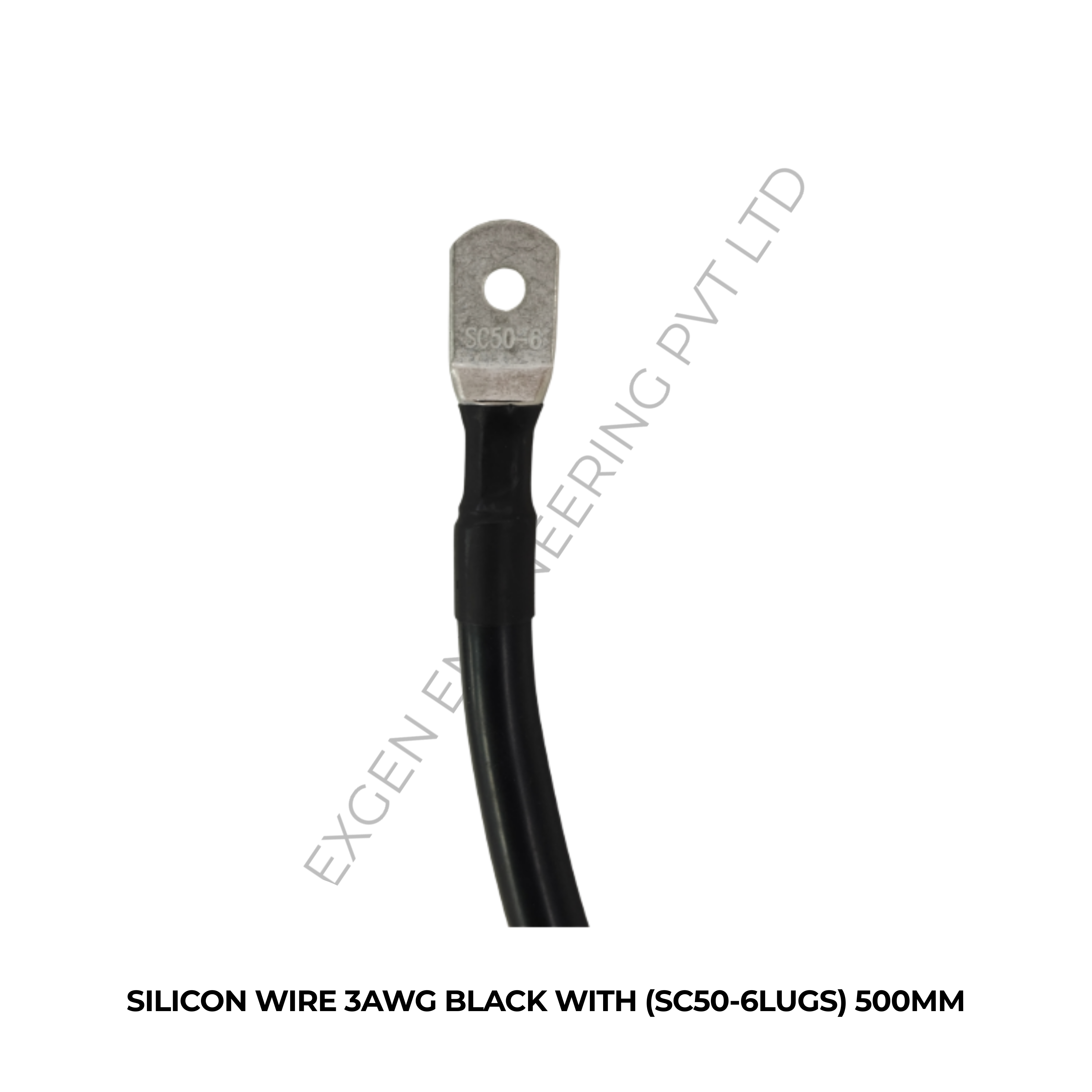 SILICON WIRE 3AWG BLACK WITH (SC50-6LUGS) 500MM