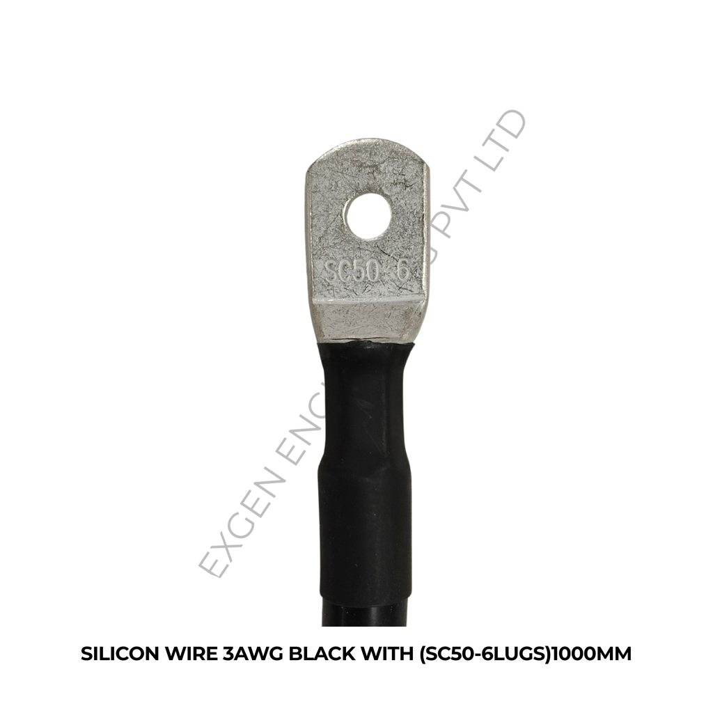 SILICON WIRE 3AWG BLACK WITH (SC50-6LUGS)1000MM