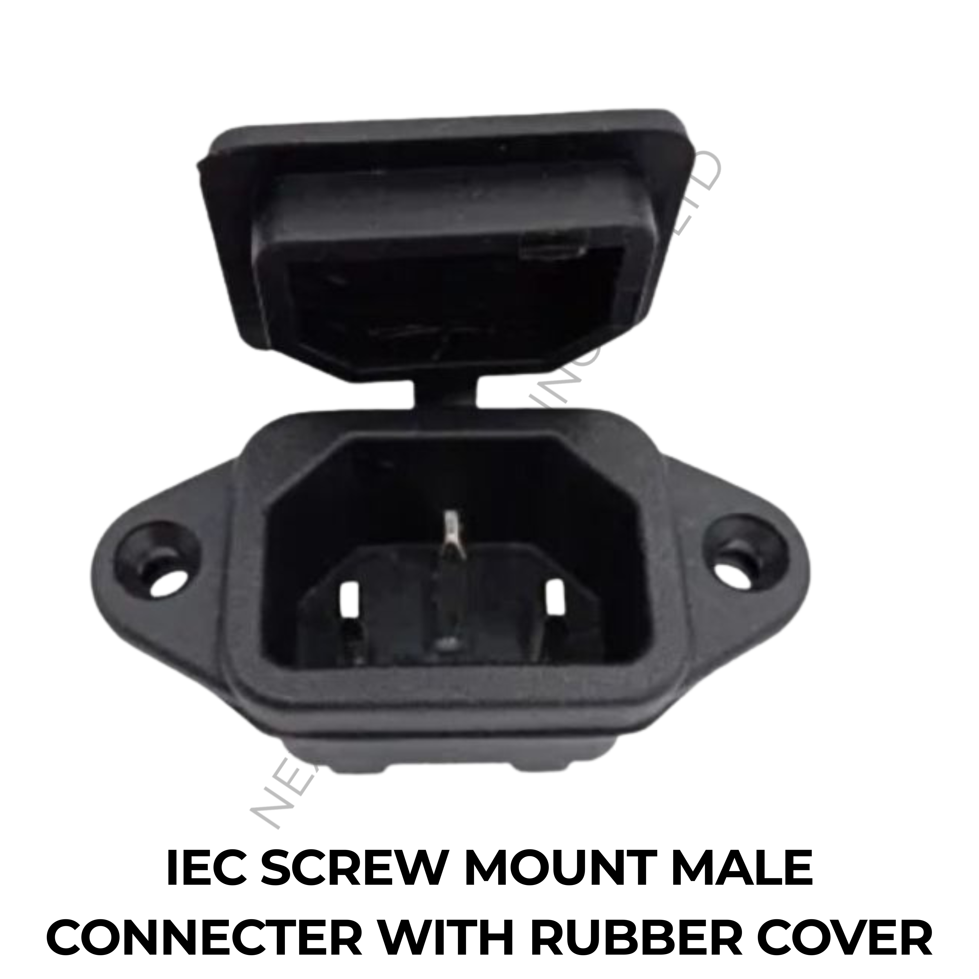 IEC SCREW MOUNT MALE CONNECTER WITH RUBBER COVER
