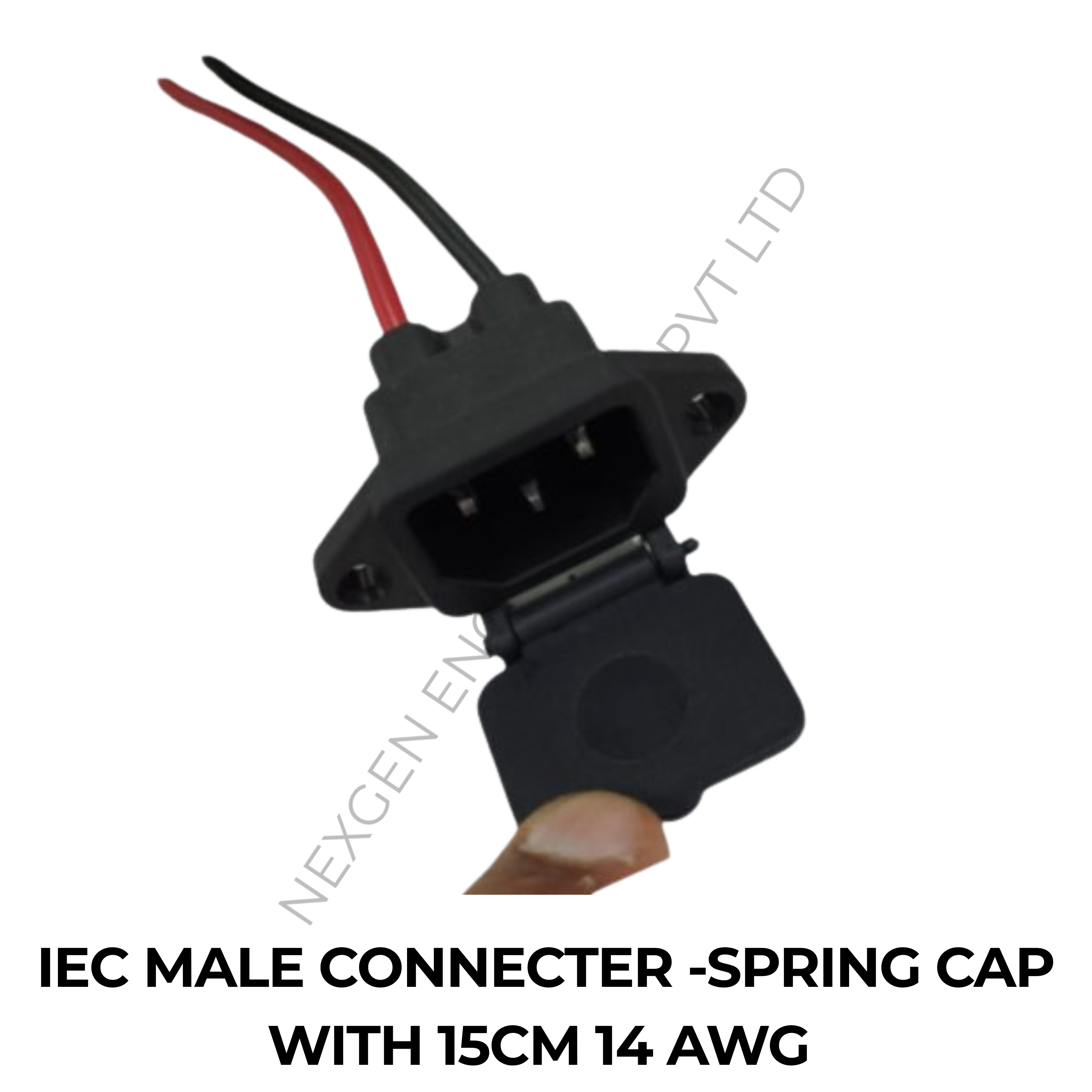 IEC MALE CONNECTER -SPRING CAP WITH 15CM 14 AWG