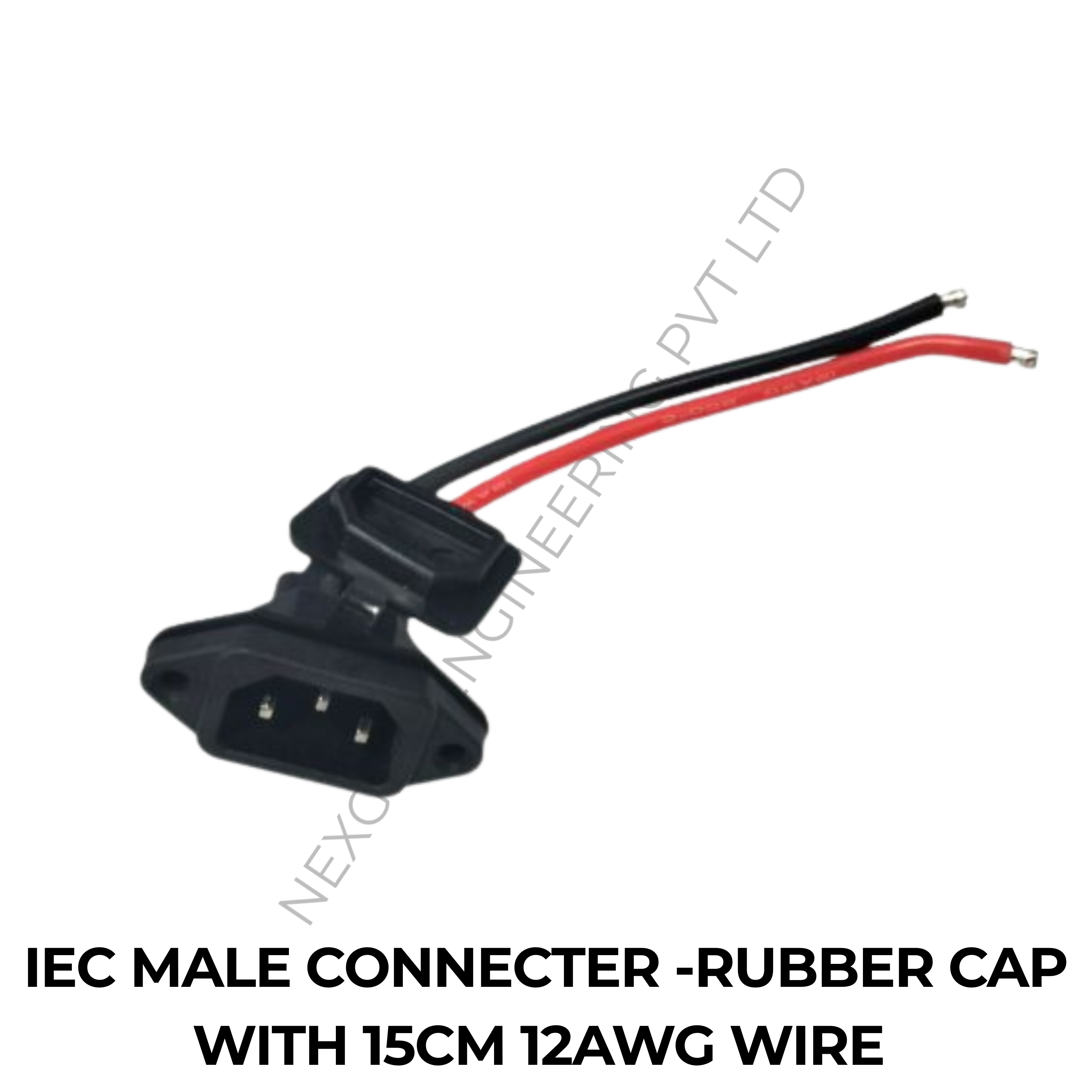 IEC MALE CONNECTER -RUBBER CAP WITH 15CM 12AWG WIRE